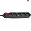 Listwa zasilająca Maclean, przedłużacz 5 gniazd, z wyłącznikiem, czarny, 2300W, 5m, MCE185