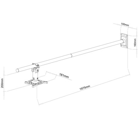 UCHWYT ŚCIENNY 100-200cm DO PROJEKTORA P-106B 15KG ART czarny