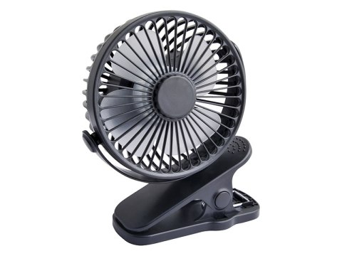 Stolní ventilátor s klipem 10cm USB + dobíjecí baterie černá