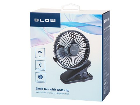 Stolní ventilátor s klipem 10cm USB + dobíjecí baterie černá
