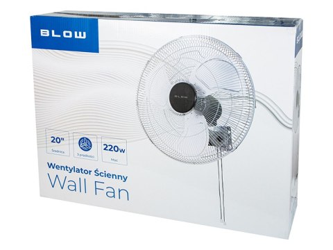 Nástěnný ventilátor 50cm 220w stříbrný