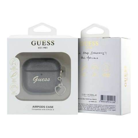 Guess Metallic Script Charm - Etui AirPods 4 (czarny)