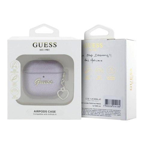 Guess Metallic Script Charm - Etui AirPods 4 (fioletowy)