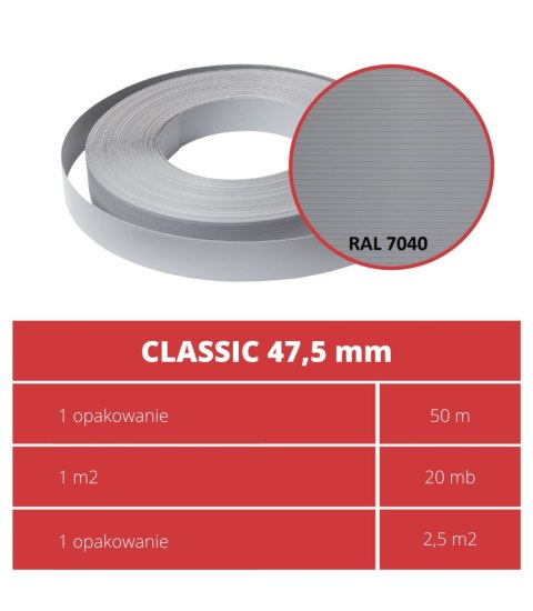 Taśma ogrodzeniowa 50mb Thermoplast® CLASSIC LINE 4,75cm SZARA