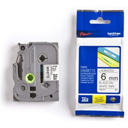 Brother TZe-211 Taśma laminowana czarno na białym, TZe, 8 m, 6 mm