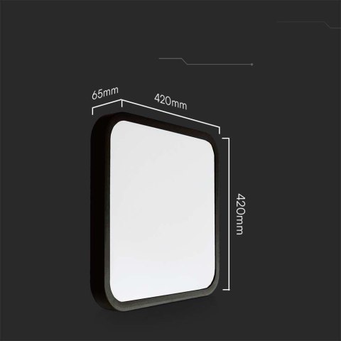 Plafon V-TAC 36W LED Kwadrat 42x42cm Natynkowy Pilot Czujnik Ruchu IP44 Czarny VT-8630S 4000K 3820lm