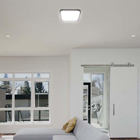 Plafon V-TAC 36W LED Kwadrat 42x42cm Natynkowy Pilot Czujnik Ruchu IP44 Czarny VT-8630S 4000K 3820lm