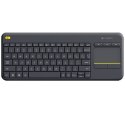 Logitech K400 Plus Klawiatura z gładzikiem, bezprzewodowa, NL, 380 g, port USB, czarna