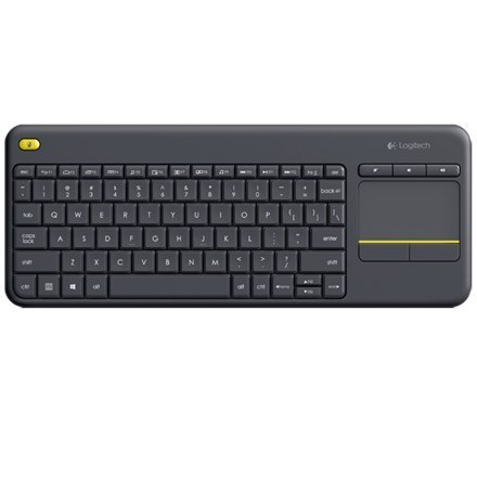 Logitech K400 Plus Klawiatura z gładzikiem, bezprzewodowa, NL, 380 g, port USB, czarna