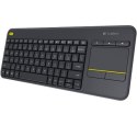 Logitech K400 Plus Klawiatura z gładzikiem, bezprzewodowa, NL, 380 g, port USB, czarna