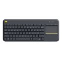 Logitech K400 Plus Klawiatura z gładzikiem, bezprzewodowa, NL, 380 g, port USB, czarna