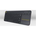 Logitech K400 Plus Klawiatura z gładzikiem, bezprzewodowa, NL, 380 g, port USB, czarna