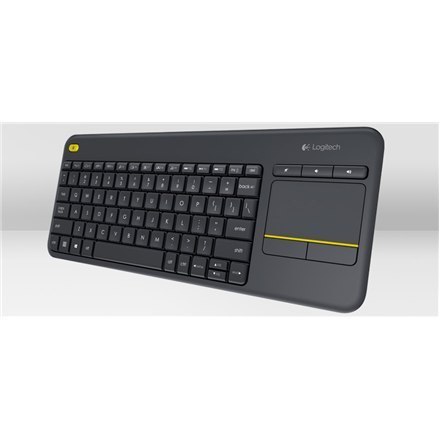 Logitech K400 Plus Klawiatura z gładzikiem, bezprzewodowa, NL, 380 g, port USB, czarna