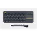 Logitech K400 Plus Klawiatura z gładzikiem, bezprzewodowa, NL, 380 g, port USB, czarna