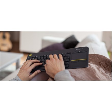 Logitech K400 Plus Klawiatura z gładzikiem, bezprzewodowa, NL, 380 g, port USB, czarna