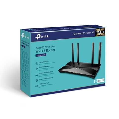 TP-LINK AX1500 Wi-Fi 6 Router Archer AX10 802.11ax, 1201+300 Mbit/s, 10/100/1000 Mbit/s, porty Ethernet LAN (RJ-45) 4, MU-MiMO T