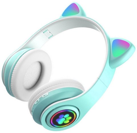 ZS7D Słuchawki bt 5.0 led turkus uszy