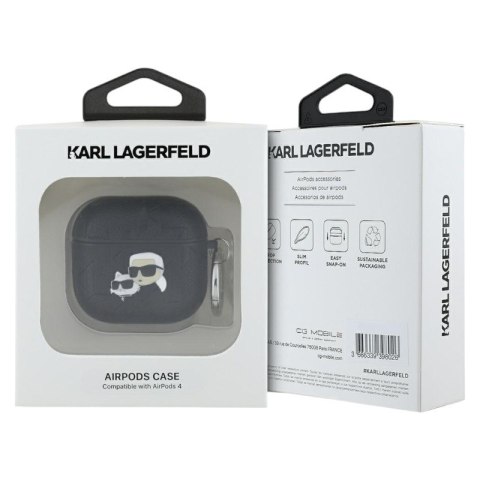Karl Lagerfeld Monogram Karl & Choupette Head - Etui AirPods 4 (czarny)