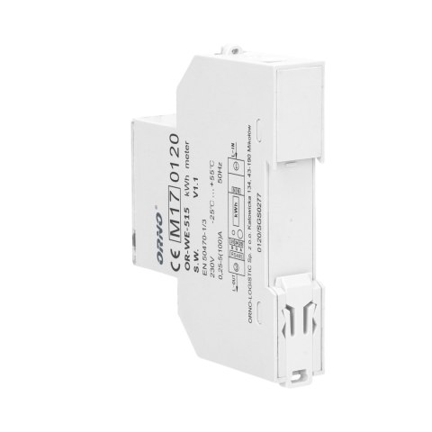 1-fazowy licznik energii elektrycznej 100A, wielotaryfowy, port RS-485, MID, 1 moduł, DIN TH-35mm