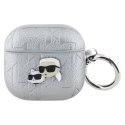 Karl Lagerfeld Monogram Karl & Choupette Head - Etui AirPods 4 (srebrny)