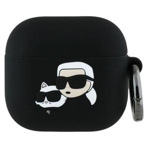 Karl Lagerfeld Silicone Karl & Choupette Head 3D - Etui AirPods 4 (czarny)