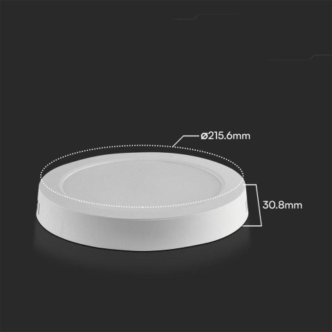 Panel Natynkowy V-TAC 18W LED SAMSUNG CHIP Okrągły 215x30mm VT-60018RD-S 6500K 1980lm 5 Lat Gwarancji