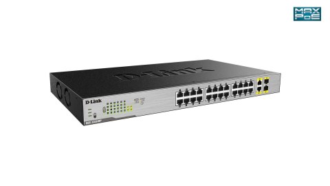 D-Link DGS-1026MP łącza sieciowe Nie zarządzany Gigabit Ethernet (10/100/1000) Obsługa PoE Czarny, Szary