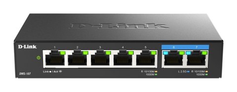 D-Link DMS-107/E łącza sieciowe Nie zarządzany Gigabit Ethernet (10/100/1000) Czarny