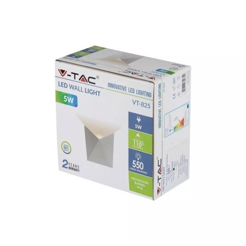 Kinkiet Ścienny V-TAC 5W LED Biały IP65 VT-825 4000K 550lm