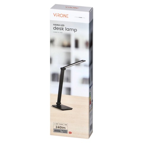 HANA LED, lampka biurkowa, 5W, 240lm, 4000K, funkcja ściemniania, czarna