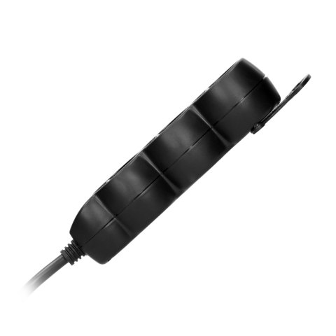 Przedłużacz 3-krotny 2P+Z, 1,5m H05VV-F 3x1,5mm2 , Imax=16A, płaska wtyczka, czarny
