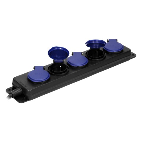 Przedłużacz warsztatowy bryzgoszczelny IP44, 5 gniazda 2P+Z IP44, przewód gumowy, H05RR-F 3x1,5mm?, długość 5m