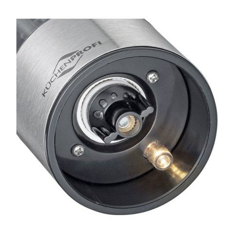 Küchenprofi Boston - Elektryczne młynki do soli i pieprzu z ceramicznym mechanizmem mielącym 23x5 cm 2 szt. (srebrny)