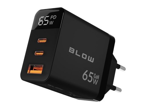 Ładowarka sieciowa gniazdo usb + usb-cx2 pd 65w gan czarna