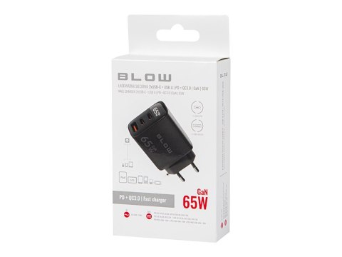 Ładowarka sieciowa gniazdo usb + usb-cx2 pd 65w gan czarna