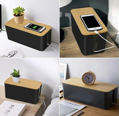 AG381D Organizer na kable listwy czarny