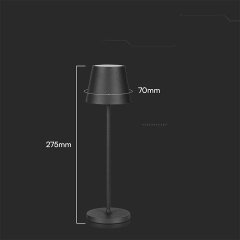 Lampka Biurkowa Nocna V-TAC 1,5W LED 27,5cm Ładowanie Ściemnianie IP54 Czarna VT-7997 3000K 150lm