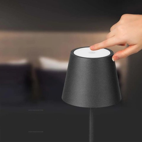 Lampka Biurkowa Nocna V-TAC 1,5W LED 27,5cm Ładowanie Ściemnianie IP54 Czarna VT-7997 3000K 150lm