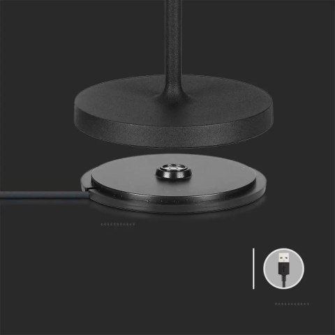 Lampka Biurkowa Nocna V-TAC 1,5W LED 27,5cm Ładowanie Ściemnianie IP54 Czarna VT-7997 3000K 150lm