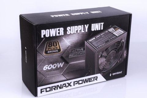GEMBIRD ZASILACZ KOMPUTEROWY PSU80P-BBP-600 80+BRONZE ATX, 600W, AKTYWNE PFC, 12CM WENTYLATOR
