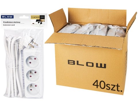 Przedłużacz sieciowy pr-370p 3-gniazda z uziemieniem 1,5m biały 3x1,5mm opakowanie