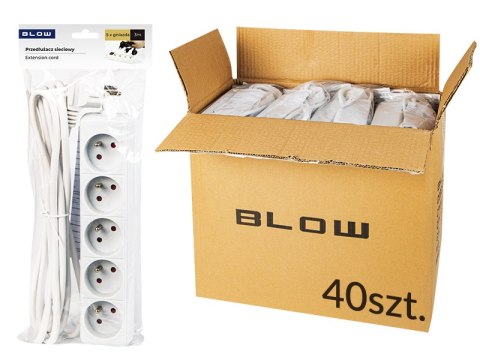 Przedłużacz sieciowy pr-570p 5-gniazd z uziemieniem 3m biały 3x1,5mm biały opakowanie