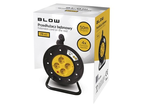 Mains extension cable pr-61 4-sockets with grounding 50m pvc drum 3x2.5mm