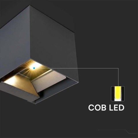 Oprawa Ścienna Solarna V-TAC 9W LED COB Czarna Kostka 15x15cm IP65 Czujnik Ruchu VT-409CCT 3000K-4000K-5000K 800lm
