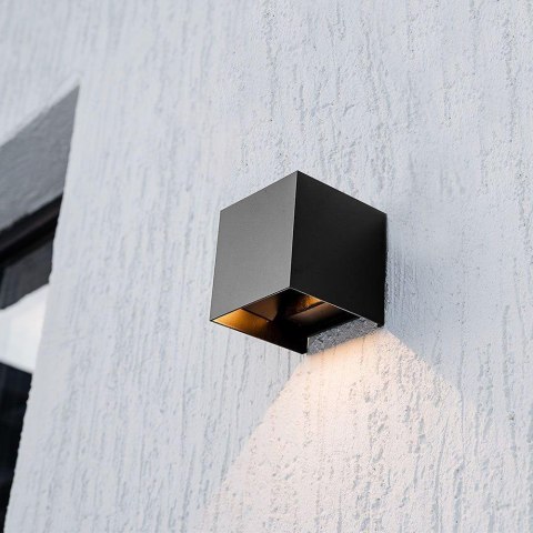 Oprawa Ścienna Solarna V-TAC 9W LED COB Czarna Kostka 15x15cm IP65 Czujnik Ruchu VT-409CCT 3000K-4000K-5000K 800lm