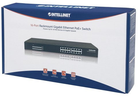 Switch Gigabit 16x 1000Mbps RJ45 PoE/PoE+ 220W Rack 19