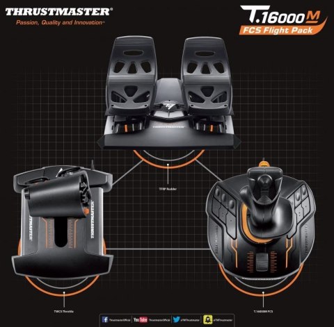 Thrustmaster T-16000M FCS Flight Pack Czarny USB Joystick Analogowa/Cyfrowa MAC, PC