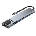 Karta sieciowa usb-c hub rj45 + hdmi 100w k-08