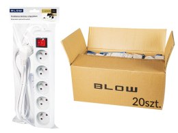 Síťový prodlužovací kabel PR-570WSP, 5 socketů s uzemněním + jistič 5m, bílý 3x1,5mm výpal