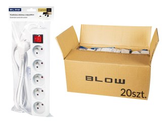 Mains extension cable pr-570wsp 5-sockets with grounding + circuit breaker 5m white 3x1.5mm Blow package